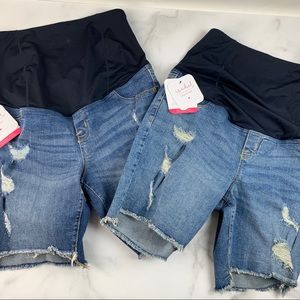 2 Pairs  Isabel Maternity Bermuda Jeans Shorts